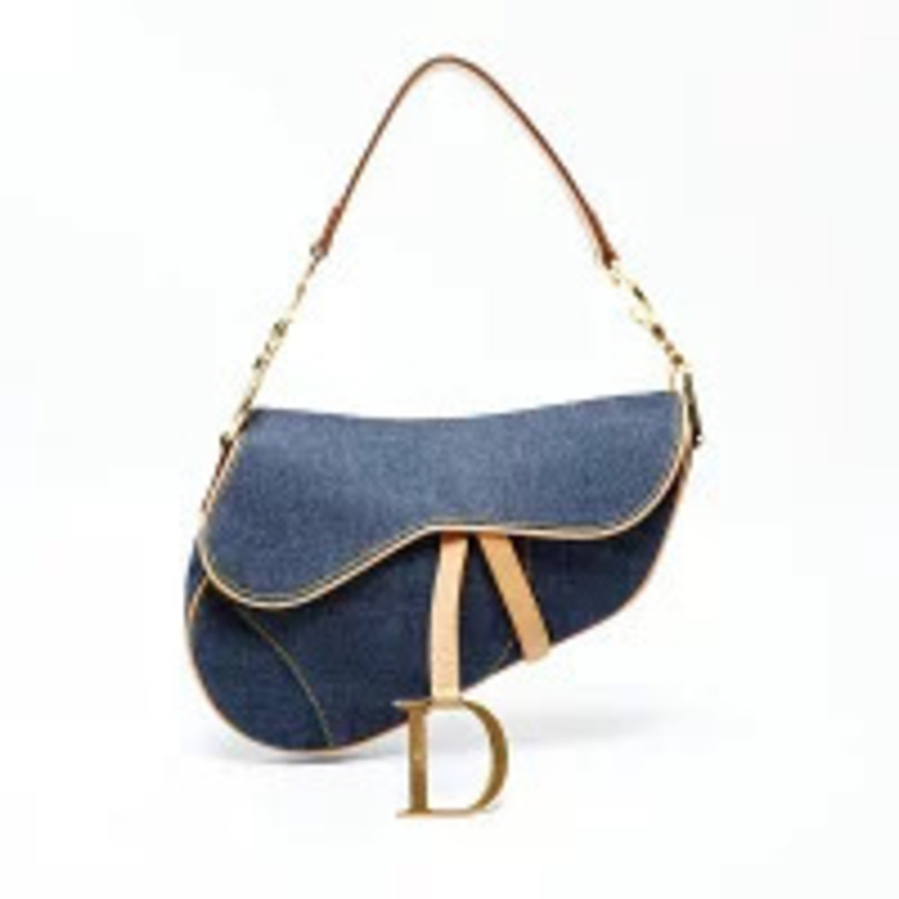 Dior Saddle Denim Christian  Shoulder Blue Bag Navy